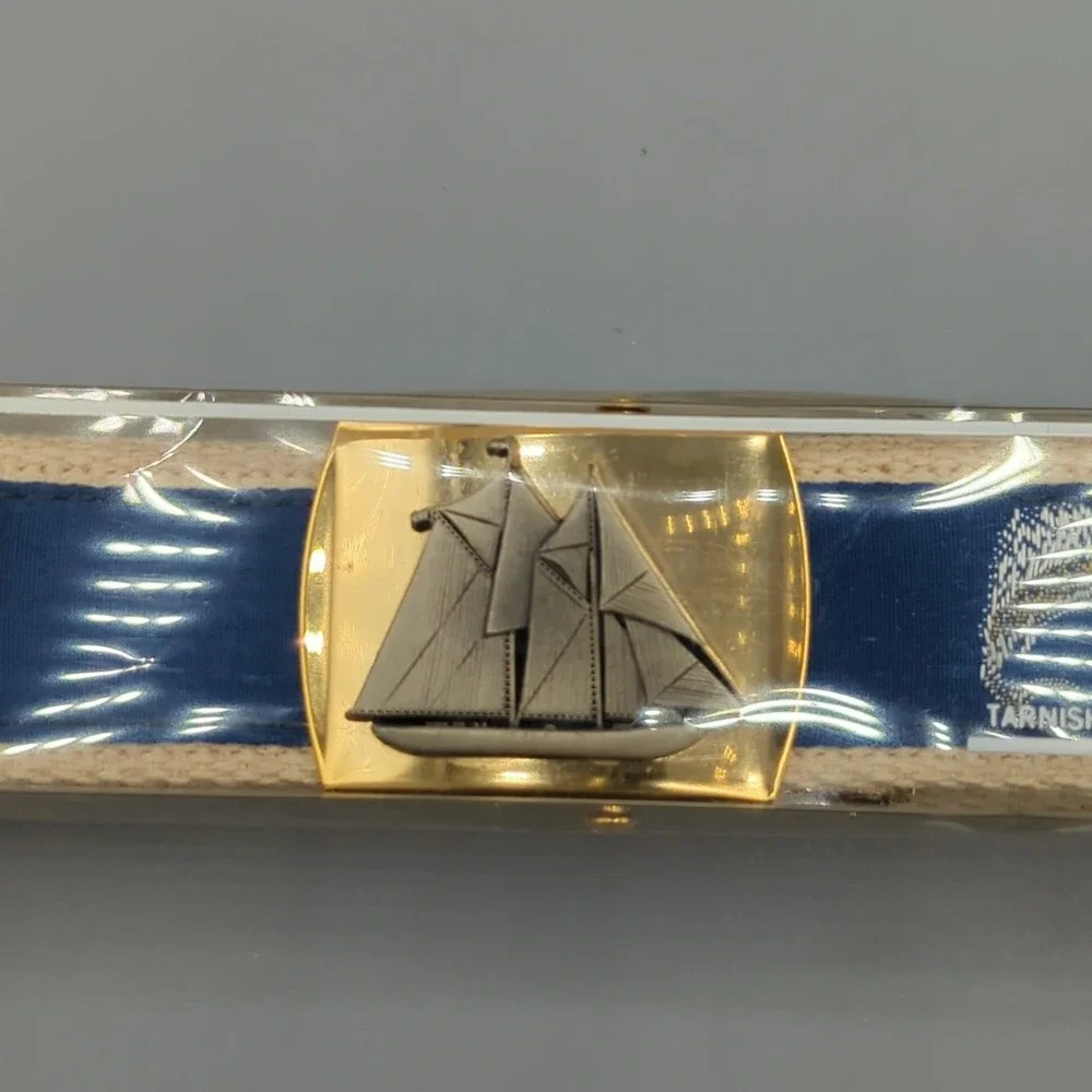 Skipper's Canvas Web Belt Nautical Boat Vintage Solid Brass Buckle Size 42 NEW
